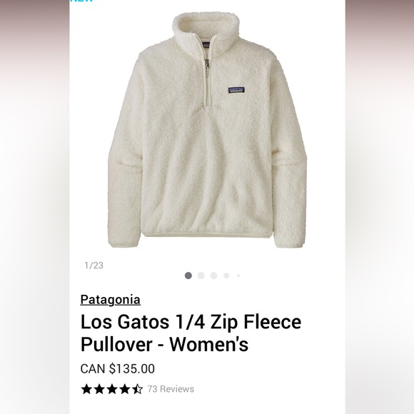 PATAGONIA Los Gatos 1/4 Zip Fleece Pullover. Light pink. - Picture 3 of 6